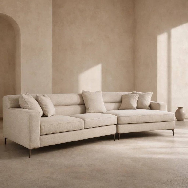 Sofá eleganza esquinero modular chaiselongue marfil 320x93/62x79cm