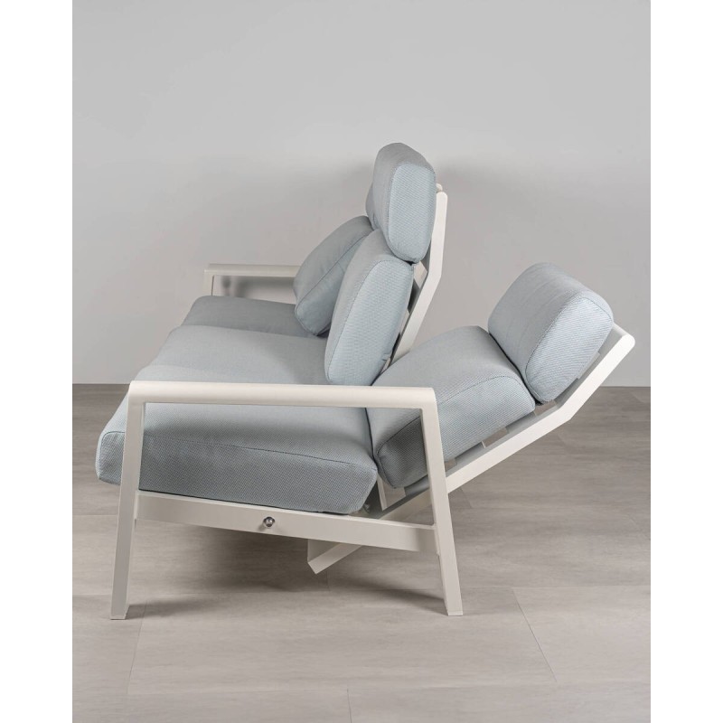 Sofá Blue de 3 plazas respaldo alto de aluminio con cojines 226x95x92,5 cm