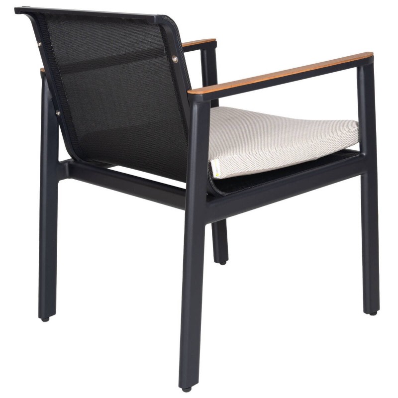 SILLA DE ALUMINIO Y BRAZOS DE TECA 62x63x78cm