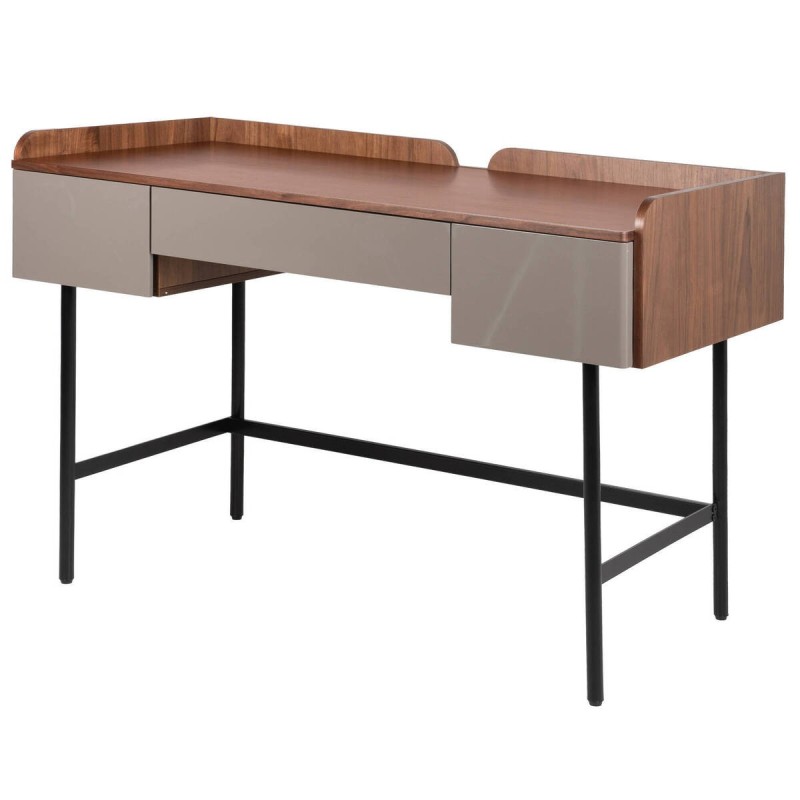 ESCRITORIO DE CHAPA DE NOGAL Y LACADO PIEDRA 120x55x81cm