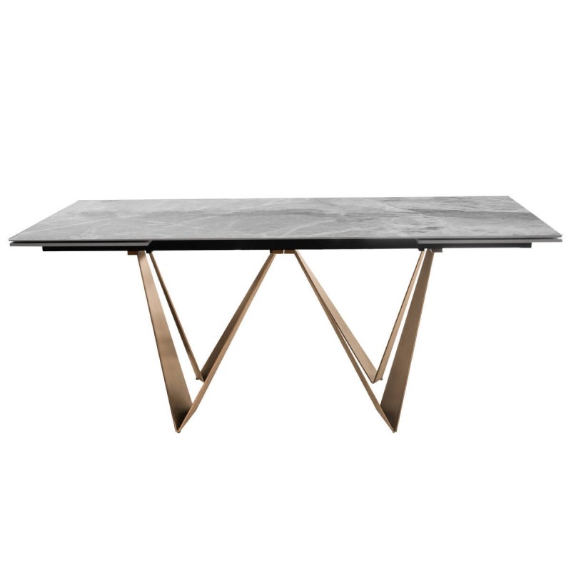 Mesa comedor extensible cerámica gris y bronce 270/180x90x76cm