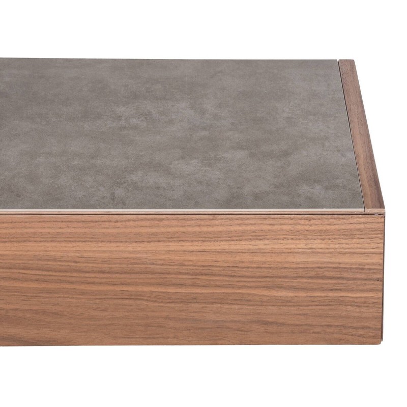 CONSOLA DE CHAPA DE NOGAL Y CERÁMICA GRIS 120x33x81cm