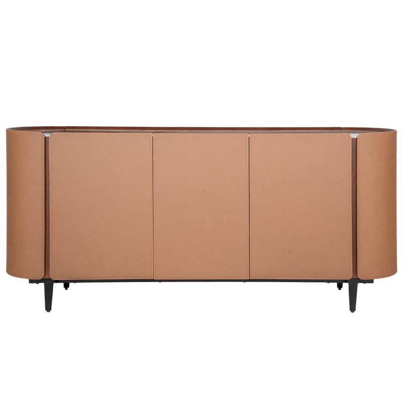 APARADOR DE CHAPA DE ROBLE Y NOGAL CON TAPA CERÁMICA BLANCA 180x44x80cm