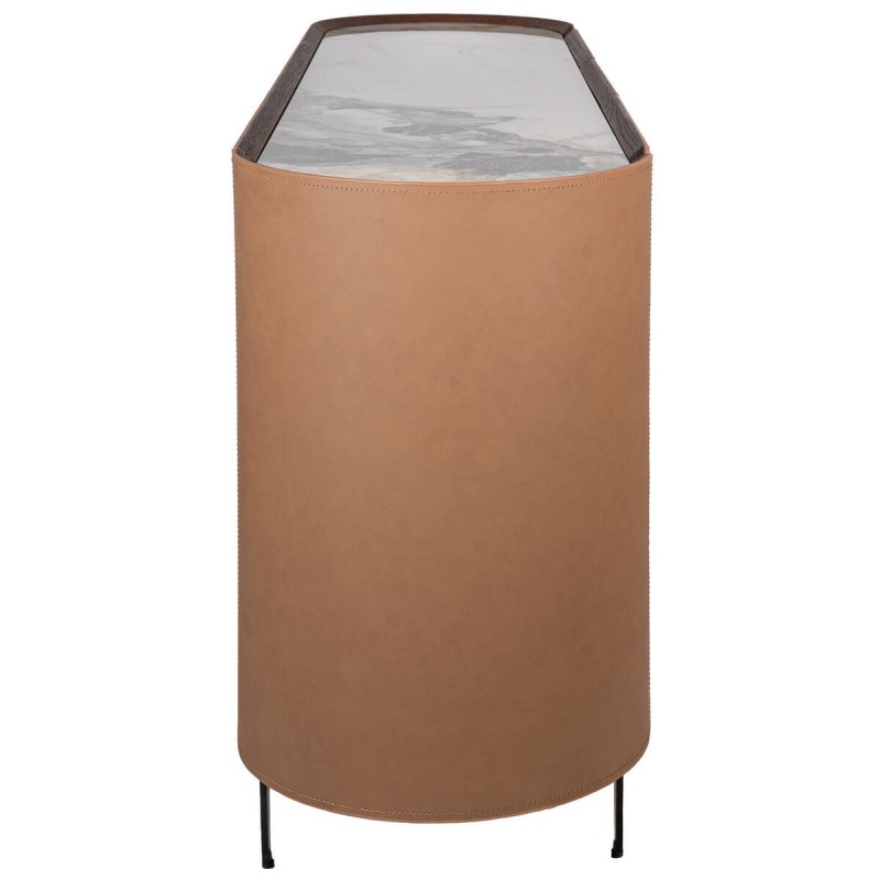 APARADOR DE CHAPA DE ROBLE Y NOGAL CON TAPA CERÁMICA BLANCA 180x44x80cm