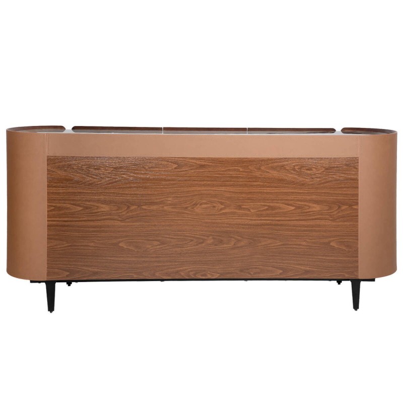 APARADOR DE CHAPA DE ROBLE Y NOGAL CON TAPA CERÁMICA BLANCA 180x44x80cm