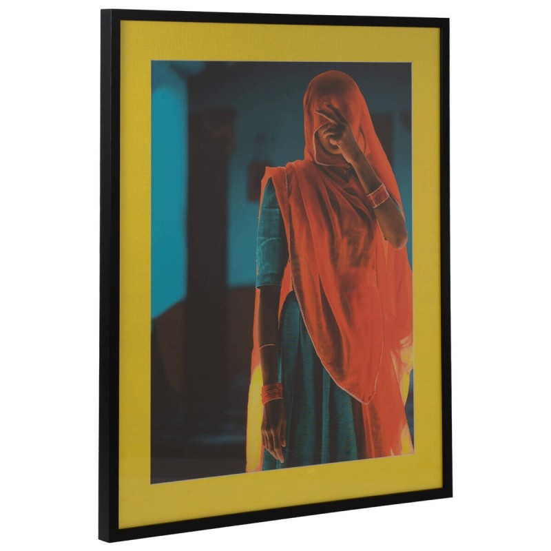 Cuadro india sari naranja 100x120cm
