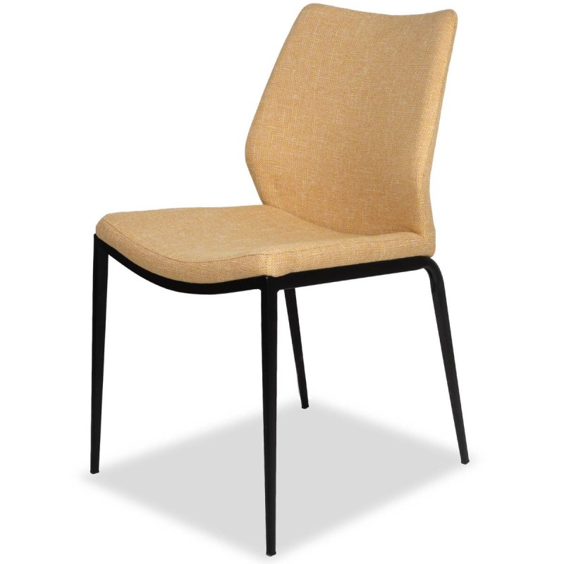 Silla elina textil amarillo con patas de metal negro 45x55x86cm