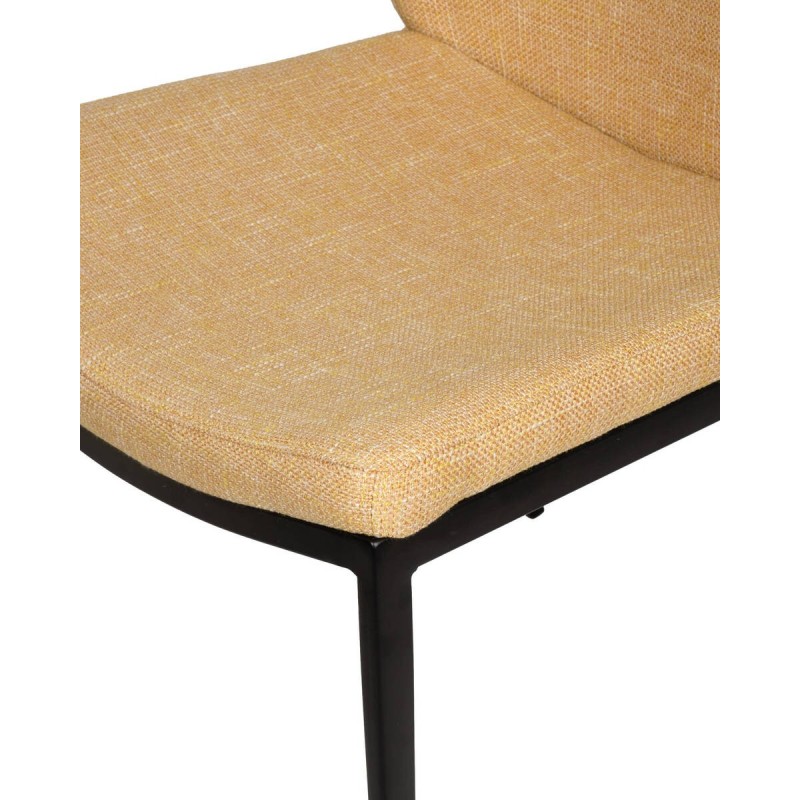 SILLA ELINA TEXTIL AMARILLO CON PATAS DE METAL NEGRO 45x55x86cm