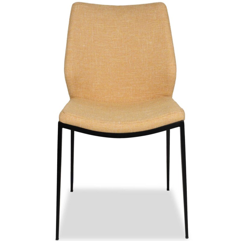SILLA ELINA TEXTIL AMARILLO CON PATAS DE METAL NEGRO 45x55x86cm