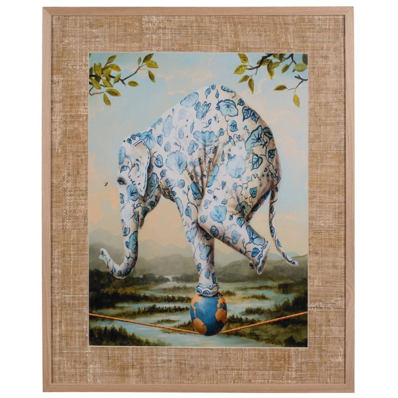 Cuadro elefante estampado flores 80x100cm