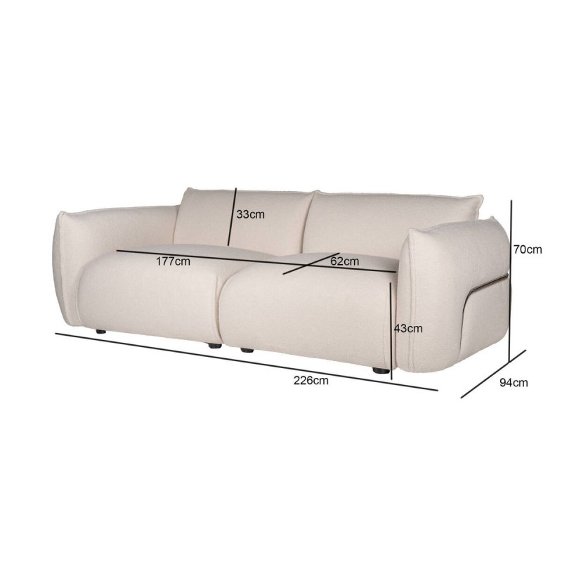Sofá velo de borreguillo crudo 226x94x70cm