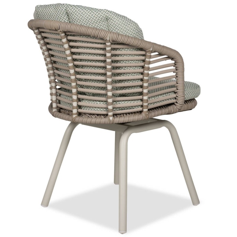 SILLA BAUHINIA GIRATORIA DE CUERDA ENTRELAZADA Y ALUMINIO BLANCO 57x65x77cm