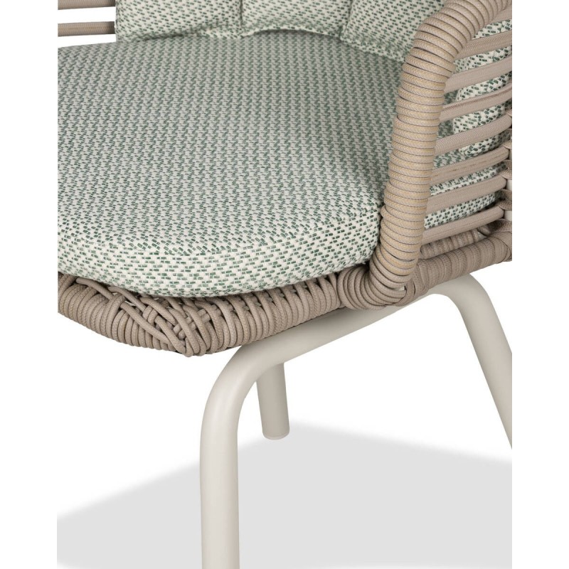 SILLA BAUHINIA GIRATORIA DE CUERDA ENTRELAZADA Y ALUMINIO BLANCO 57x65x77cm