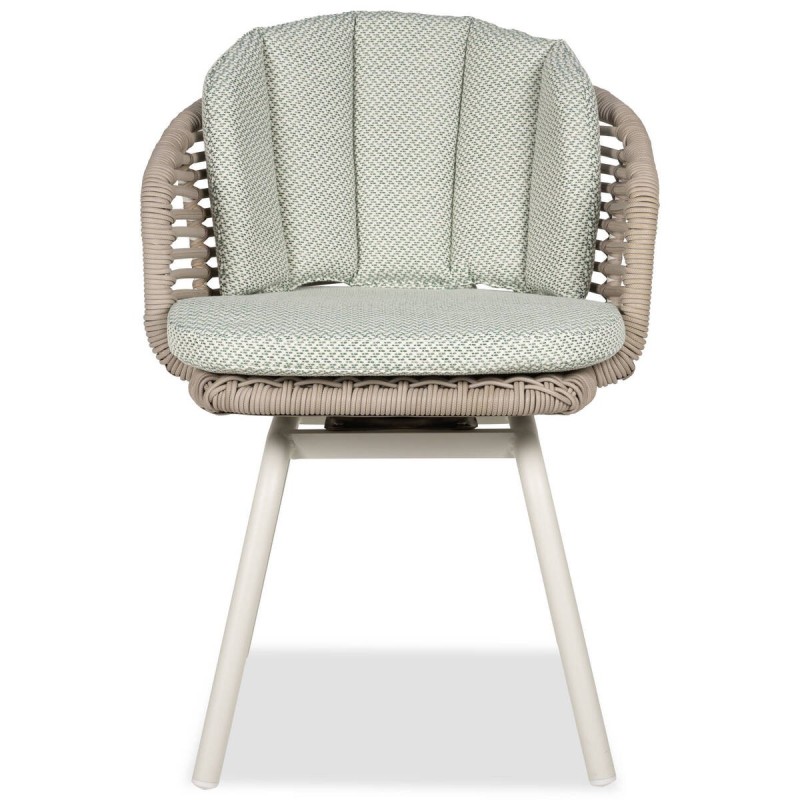 SILLA BAUHINIA GIRATORIA DE CUERDA ENTRELAZADA Y ALUMINIO BLANCO 57x65x77cm