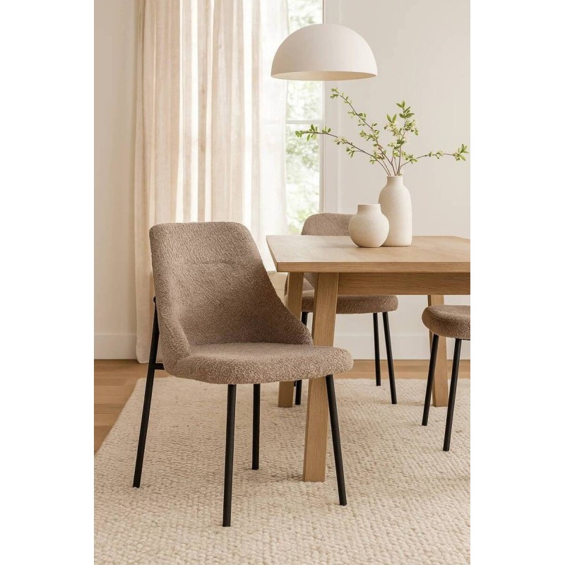 Silla lana de borreguito gris con patas de metal negro 50x55x86.5cm