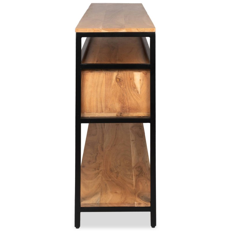 Consola solana de acacia y estructura de metal negro 140x30x80cm