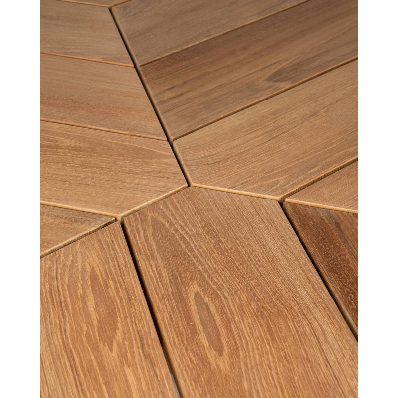 MESA DE COMEDOR DE EXTERIOR ONDARA DE TECA Y BASE DE ALUMINIO TAUPE 140x75cm