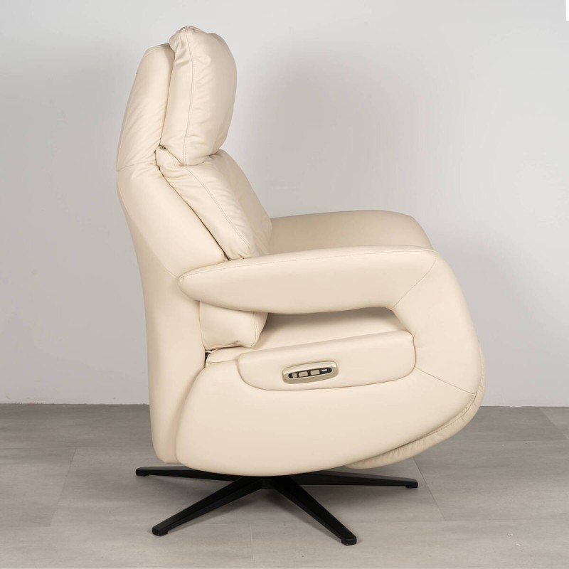 Sillón relax motorizado Alba en piel beige