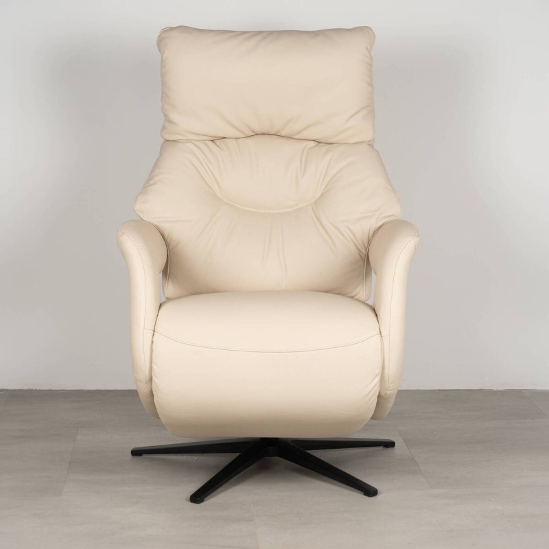 Sillón relax motorizado Alba en piel beige