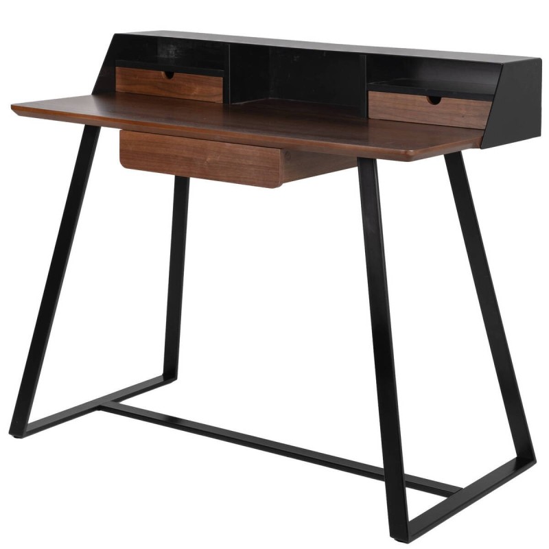 ESCRITORIO DE CHAPA DE NOGAL Y HIERRO NEGRO 101x55x90cm