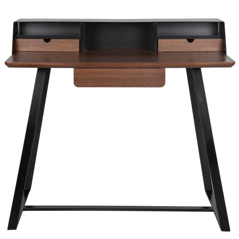 ESCRITORIO DE CHAPA DE NOGAL Y HIERRO NEGRO 101x55x90cm