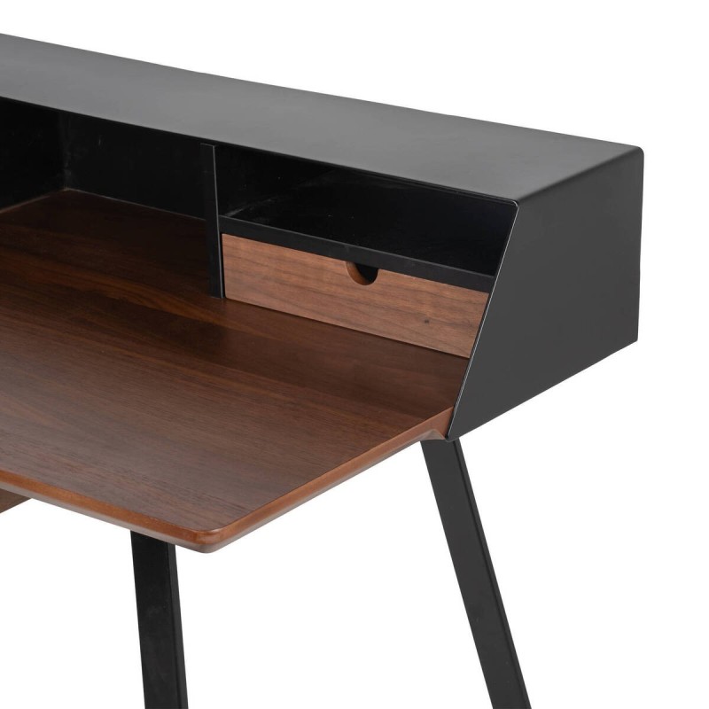 ESCRITORIO DE CHAPA DE NOGAL Y HIERRO NEGRO 101x55x90cm