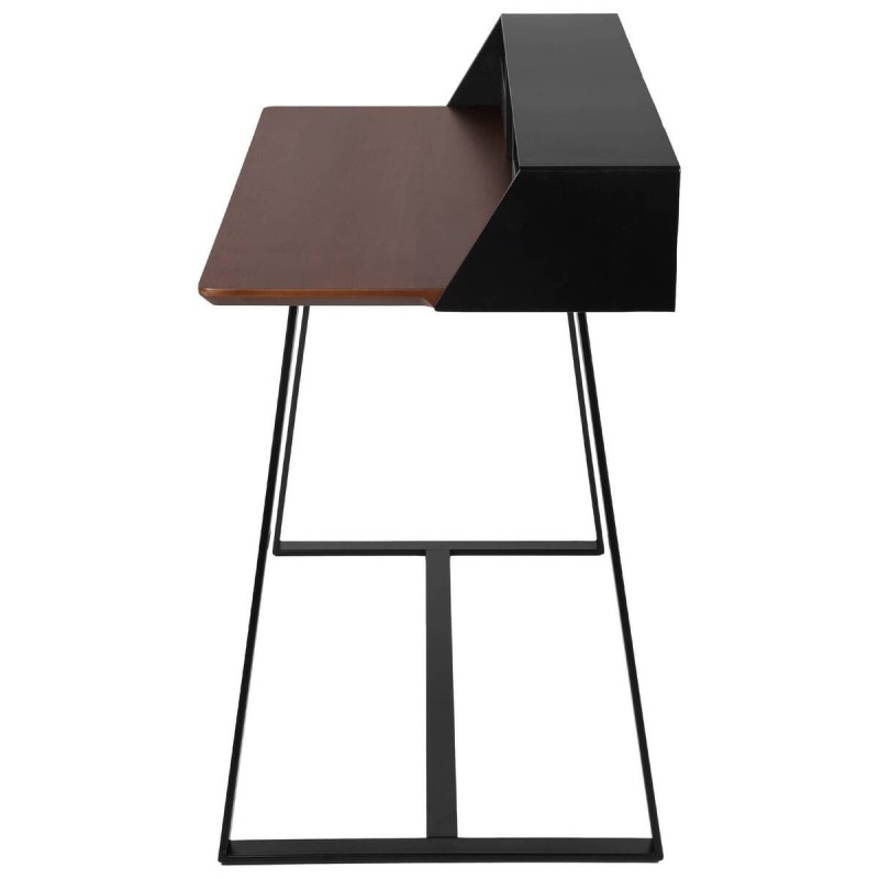 ESCRITORIO DE CHAPA DE NOGAL Y HIERRO NEGRO 101x55x90cm