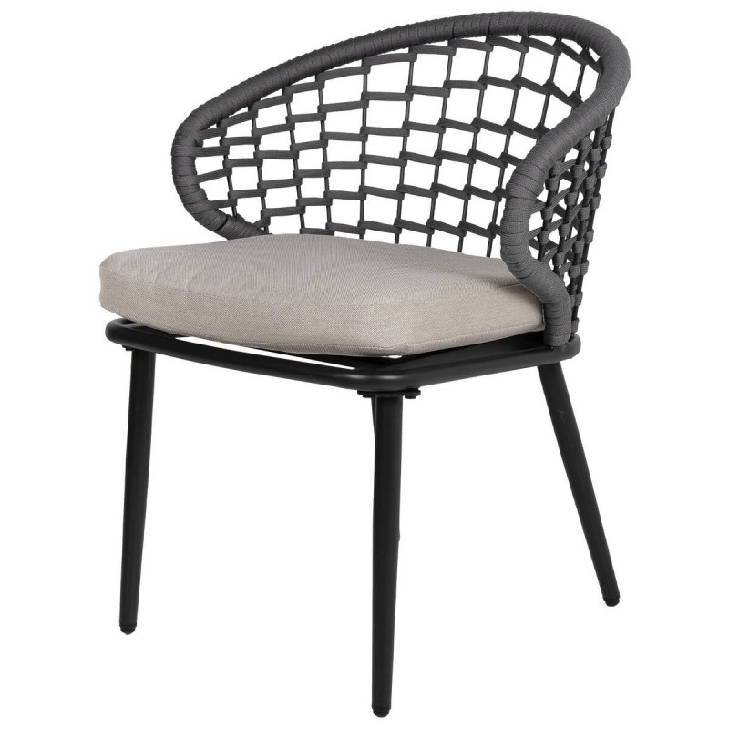 Silla de exterior alentejo de aluminio y cuerda entrelazada 48x50x75cm