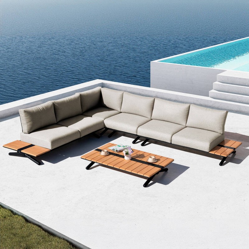 RINCONERA PICOS DE ALUMINIO Y MADERA DE TECA 320x247x80cm