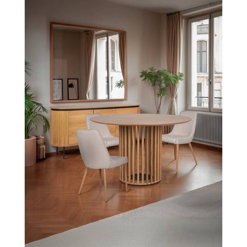 Silla evora beige con patas de hierro roble 49x58x87cm