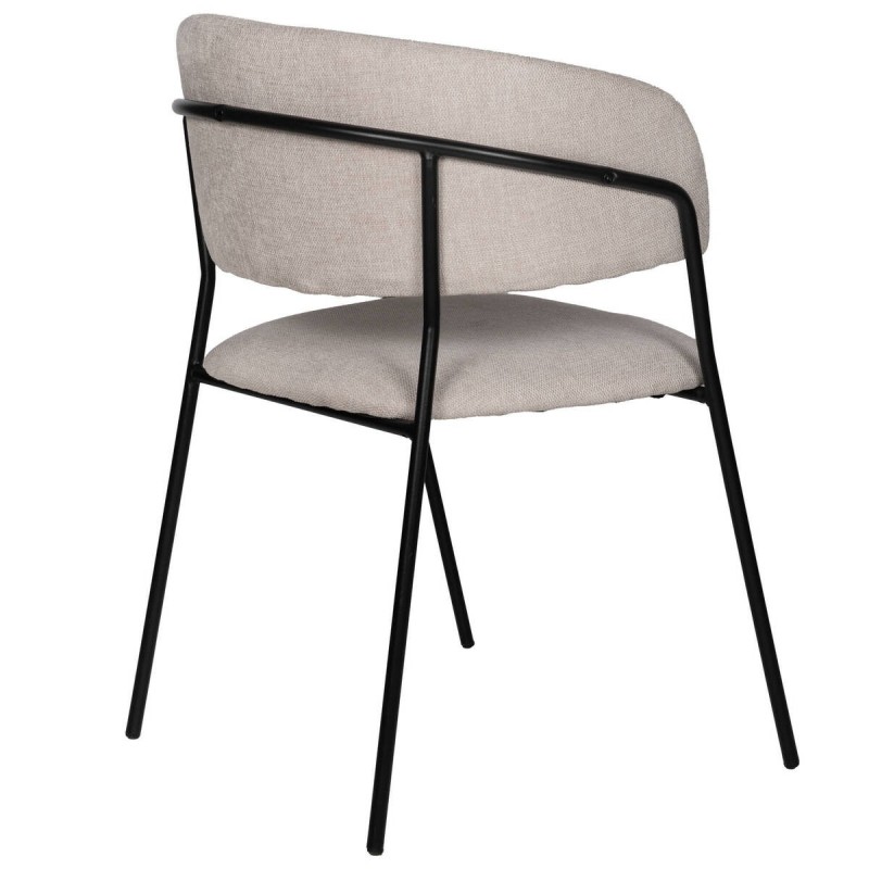 SILLA LIVIA BEIGE ESTRUCTURA DE METAL NEGRO 57x52x77cm