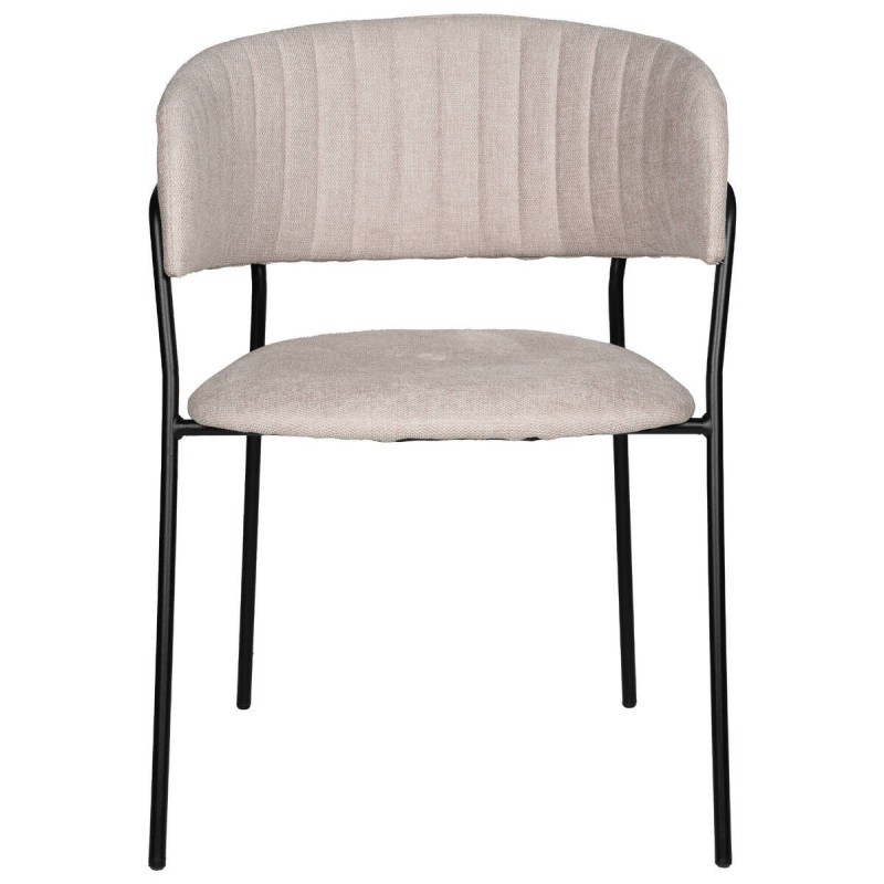 SILLA LIVIA BEIGE ESTRUCTURA DE METAL NEGRO 57x52x77cm