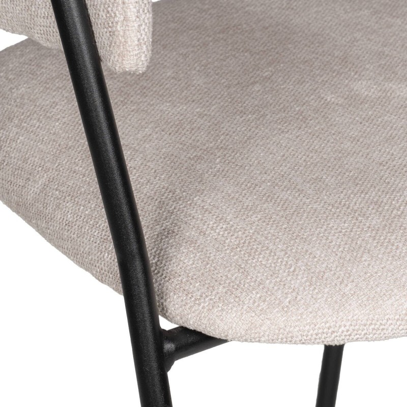 SILLA LIVIA BEIGE ESTRUCTURA DE METAL NEGRO 57x52x77cm