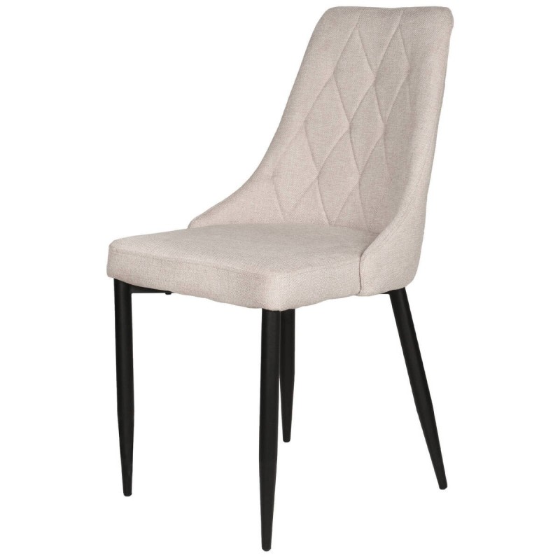 Silla arden diseño rombos beige con patas de hierro 47x59x89cm