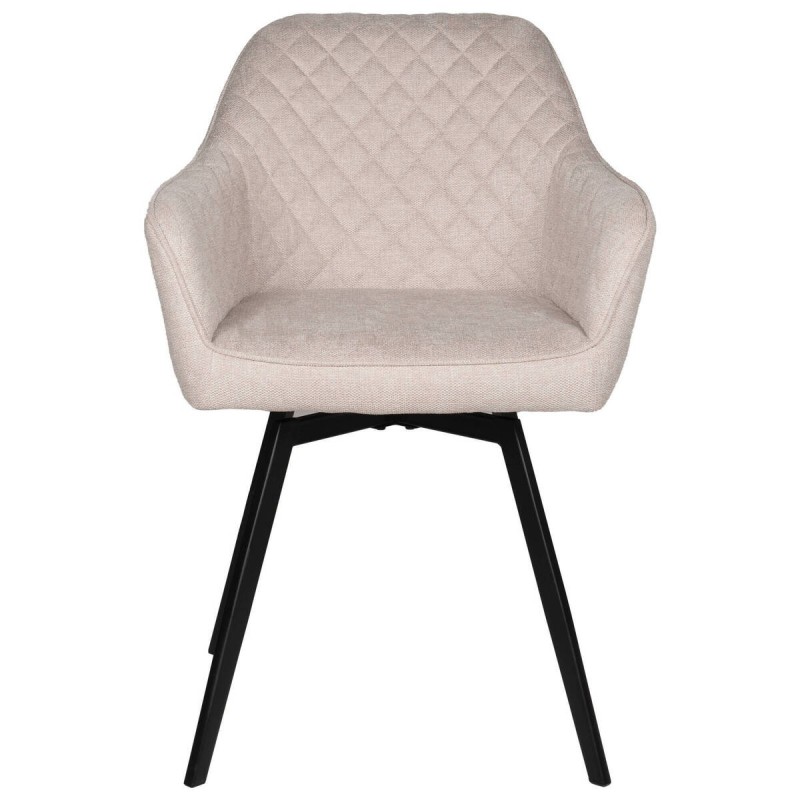 Silla giratoria mirana beige con patas de hierro negro 58x66x84cm