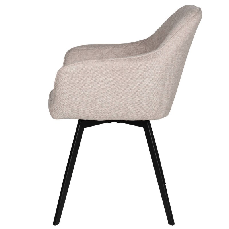 Silla giratoria mirana beige con patas de hierro negro 58x66x84cm