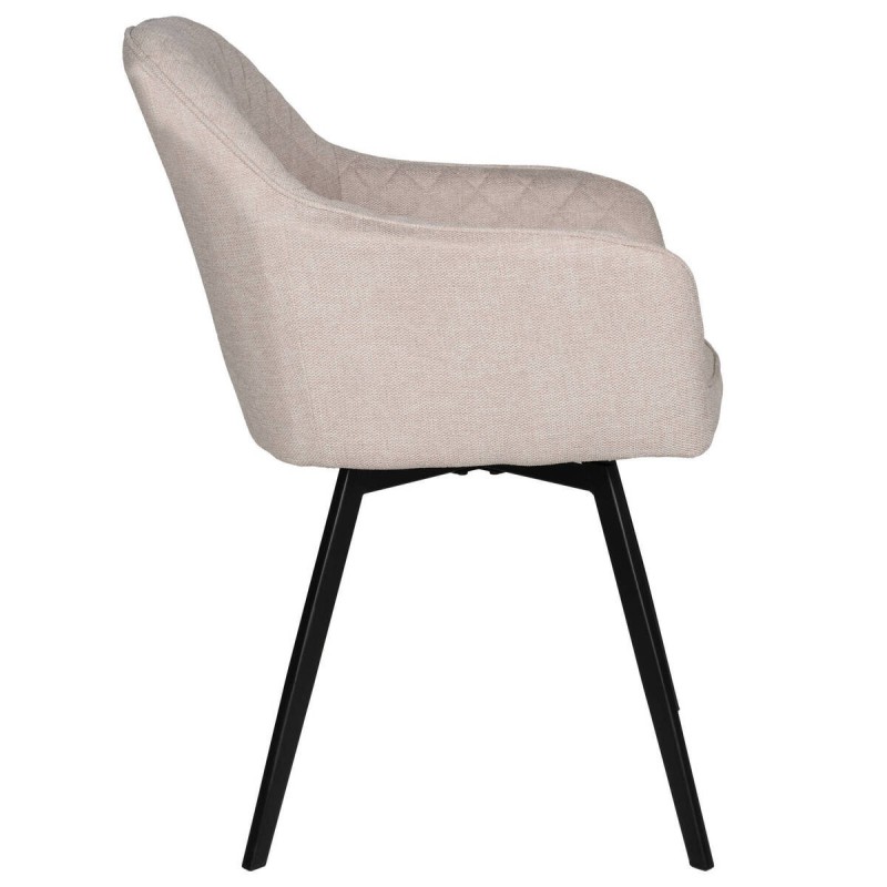 Silla giratoria mirana beige con patas de hierro negro 58x66x84cm
