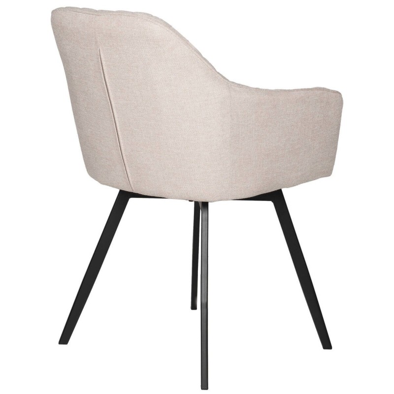 Silla giratoria mirana beige con patas de hierro negro 58x66x84cm