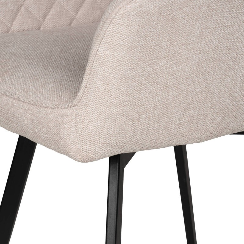 Silla giratoria mirana beige con patas de hierro negro 58x66x84cm