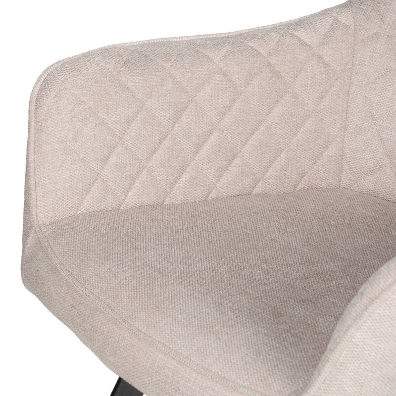 Silla giratoria mirana beige con patas de hierro negro 58x66x84cm
