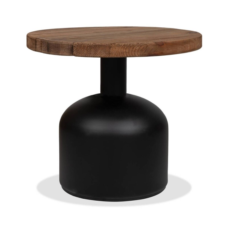 Mesa auxiliar aurona con tapa de madera reciclada y base negra 49x45cm