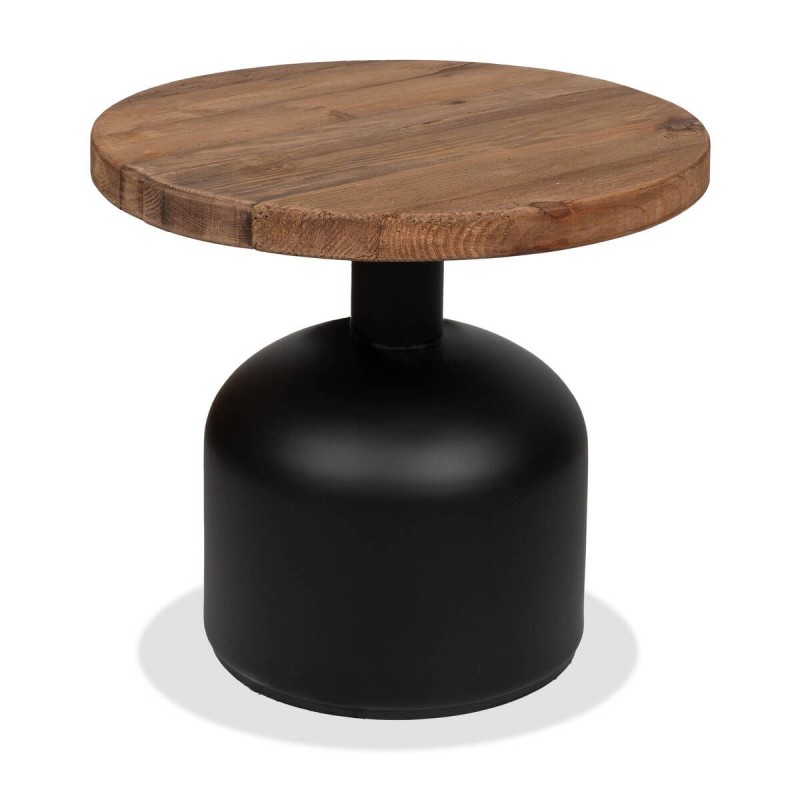 Mesa auxiliar aurona con tapa de madera reciclada y base negra 49x45cm