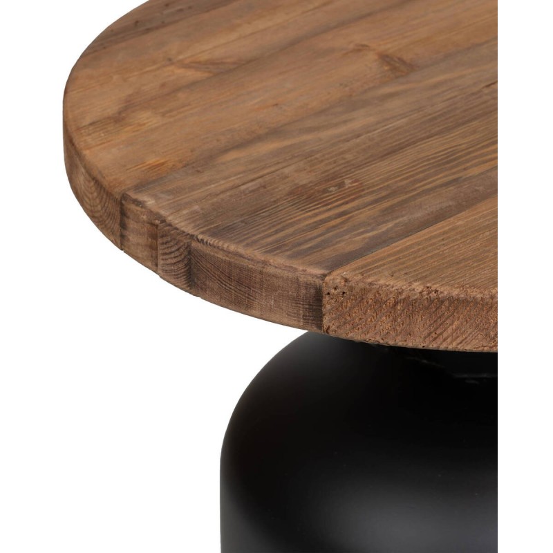 Mesa auxiliar aurona con tapa de madera reciclada y base negra 49x45cm