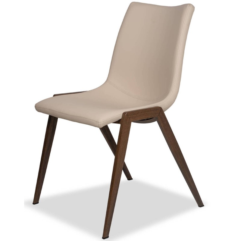 Silla nalia color crema con patas de acero estampado nogal 48x56x87cm