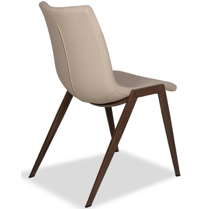 Silla nalia color crema con patas de acero estampado nogal 48x56x87cm