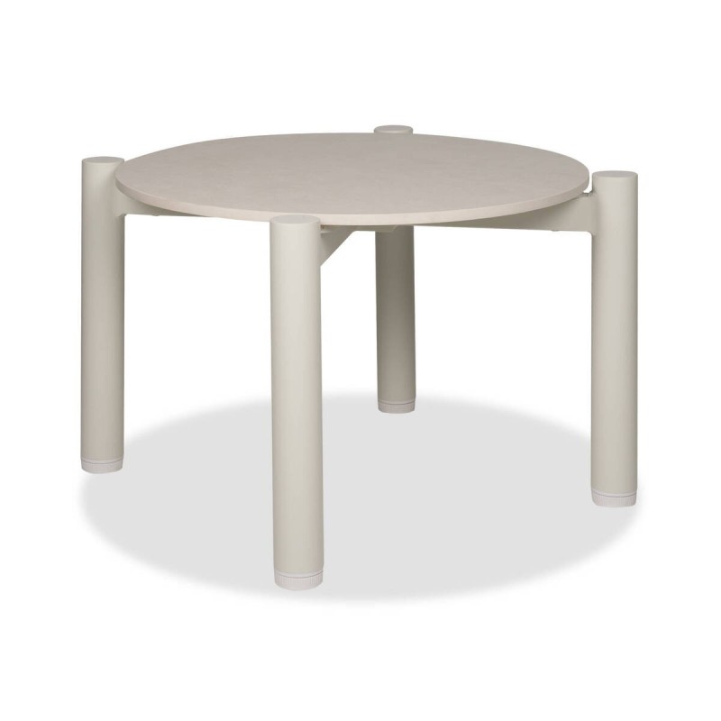 Mesa de centro riviera color crema de aluminio y tapa de cerámica 63x38cm