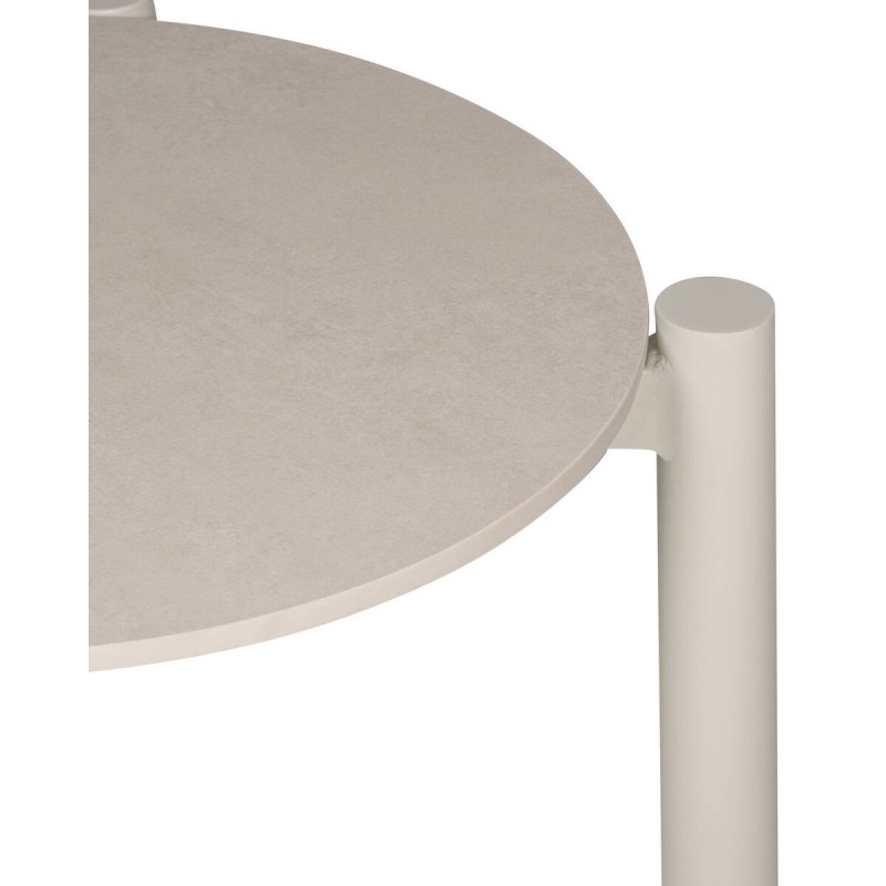 Mesa de centro riviera color crema de aluminio y tapa de cerámica 63x38cm