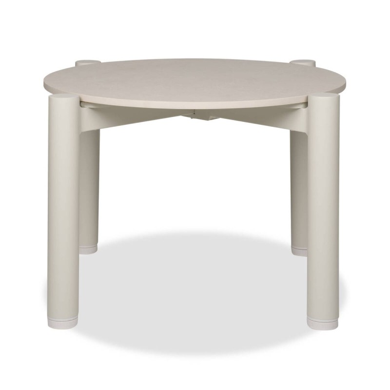 Mesa de centro riviera color crema de aluminio y tapa de cerámica 63x38cm