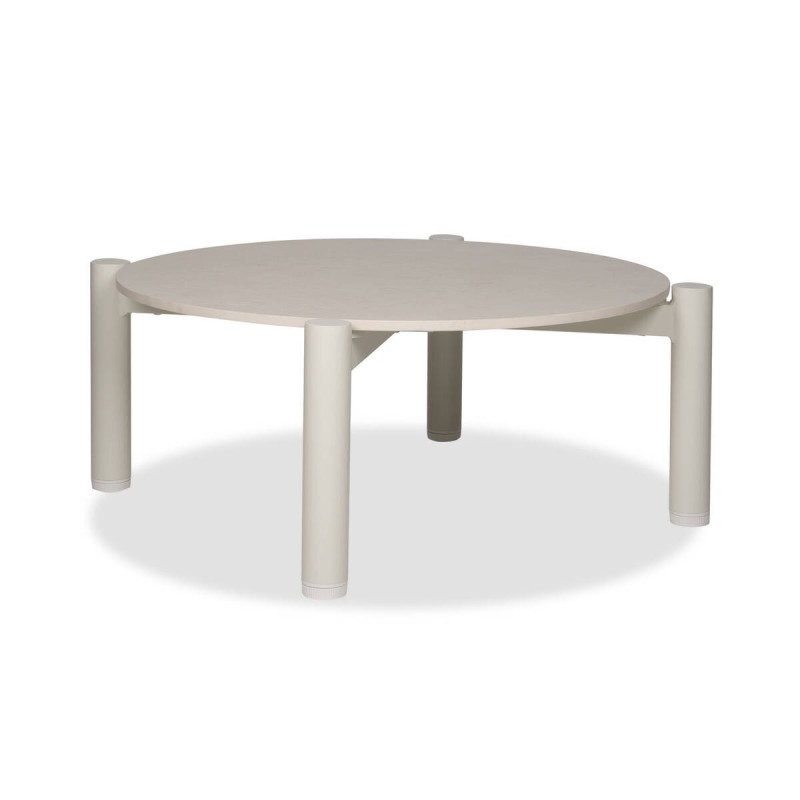 Mesa de centro riviera color crema de aluminio y tapa de cerámica 78x30cm