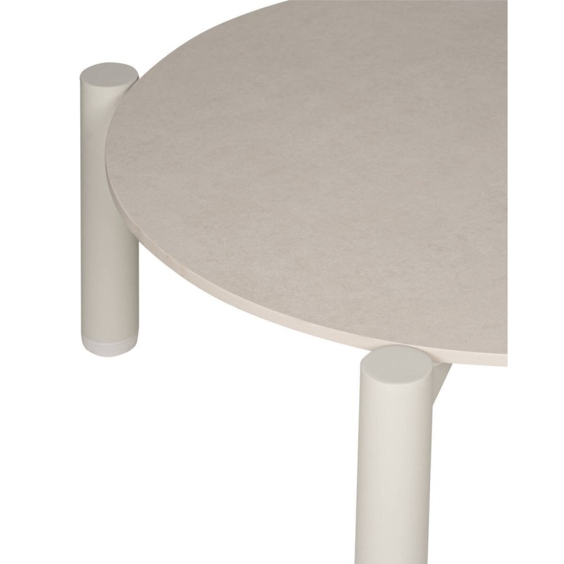 Mesa de centro riviera color crema de aluminio y tapa de cerámica 78x30cm